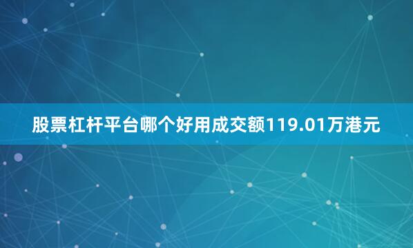 股票杠杆平台哪个好用成交额119.01万港元